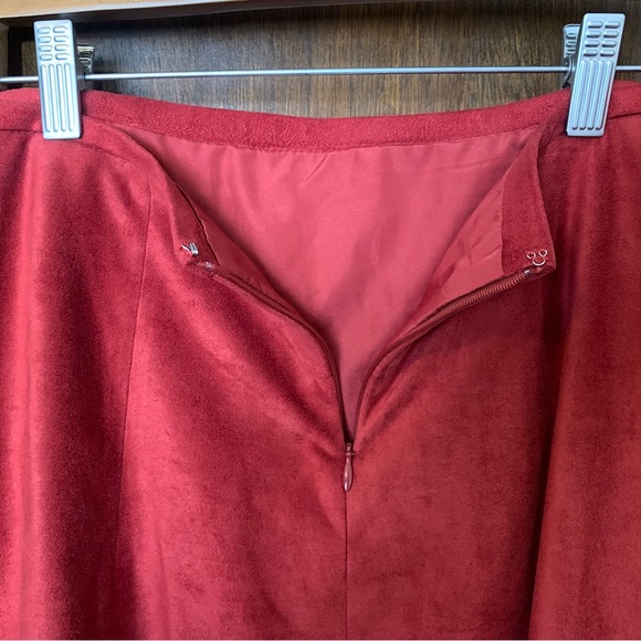 Rust Express Mini Skirt - Vegan Suede with Cutout Details, Lined - Boho - Picture 8 of 11